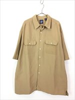 古着 90s GAP 無地 ソリッド 半袖 開襟 リネン レーヨン シャツ L