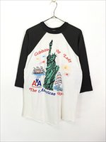 レディース 古着 80s USA製 アメリカン航空 「The American way」 自由の女神 七分袖 ラグラン Tシャツ XL 古着 - 古着  通販 ヴィンテージ 古着屋 Dracaena ドラセナ