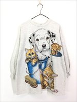 レディース 古着 80s 犬 わんちゃん 猫 ネコ アニマル お掃除 