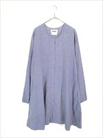 レディース 古着 FLAX シンプル ナチュラル ノーカラー リネン 長袖 シャツ ワンピース ひざ丈 L 古着【10off】 - 古着 通販  ヴィンテージ 古着屋 Dracaena ドラセナ