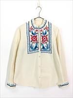 レディース 古着 70s 花 フラワー 鳥 刺しゅう フォークロア
