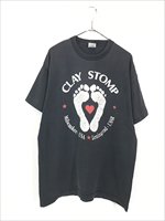 古着 90s USA製 CLAY STOMP 足跡 アメリカ ソ連 壁画 プロジェクト T