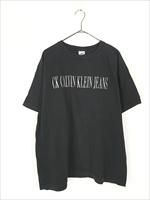 古着 90s USA製 CK Calvin Klein Jeans ライン ロゴ Tシャツ L