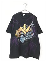 古着 90s USA製 サンダー 美女 モーターサイクル Tシャツ XL 古着 