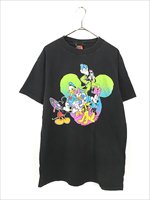 古着 90s Disney Mickey ミッキー&フレンズ 絵の具 ペイント デザイン プリント キャラクター Tシャツ L 古着 - 古着 通販  ヴィンテージ 古着屋 Dracaena ドラセナ