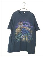 古着 90s USA製 虎 ライオン ゴリラ 月光 アフリカ グラフィック アート Tシャツ XL 古着 - 古着 通販 ヴィンテージ 古着屋  Dracaena ドラセナ