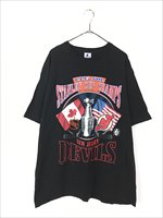 古着 90s USA製 NHL New Jersey Devils デビルズ BIG プリント Tシャツ