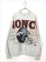 レア90s【古着】NFLブロンコス刺繍スウェットトレーナー メンズ2XL
