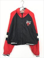 古着 90s NBA Chicago BULLS ブルズ 裏地 天竺 ナイロン ジャケット L