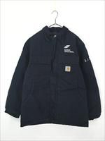 【超美品】Carhartt ネイビー コート 古着 Carhartt 企業 刺しゅう ネイビー ダック パデット