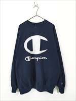 古着 90-00s Champion デカ目 BIG ロゴ プリント スウェット 