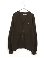 古着 70s IZOD LACOSTE ワニ パッチ アクリル ニット カーディガン 