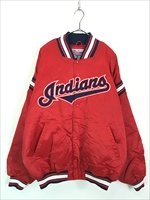 古着 90s STARTER MLB Cleveland Indians インディアンズ 光沢 