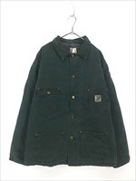 古着 80s USA製 Carhartt 裏地 ストライプ ブランケット グリーン