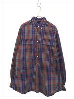 古着 90s Ralph Lauren 「RL WORKSHIRT」 マルチ チェック 3点留