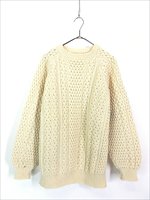 古着 70-80s Clady Knit ポップコーン アラン フィッシャーマン ローゲージ ウール ニット セーター 44 - 古着 通販  ヴィンテージ 古着屋 Dracaena ドラセナ