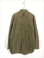 古着 50s イギリス軍 ミリタリー マチ付き ウール フィールド シャツ L 