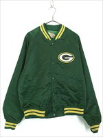 古着 90s USA製 NFL Green Bay Packers パッカーズ 光沢 サテン スタジャン ジャケット XL 古着 - 古着 通販  ヴィンテージ 古着屋 Dracaena ドラセナ