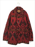 古着 80s USA製 WoolRich ネイティヴ チマヨ 総柄 ウール ブランケット コート コンチョボタン M - 古着 通販 ヴィンテージ 古着屋  Dracaena ドラセナ