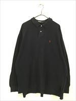 90s unknown レトロ古着 ロングスリーブ ポロシャツ ネイビー L
