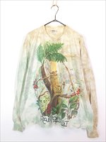 古着 90s USA製 LIQUID BLUE Rain Forest マルチ アニマル ジャングル タイダイ 長袖 Tシャツ ロンT XL 古着 -  古着 通販 ヴィンテージ 古着屋 Dracaena ドラセナ