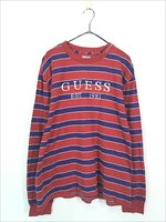 古着 GUESS 刺しゅう ボーダー長袖 Tシャツ ロンT L 古着 - 古着 通販 ヴィンテージ 古着屋 Dracaena ドラセナ