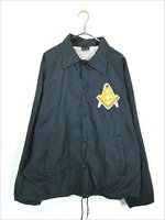 古着 80s USA製 Freemasonry フリーメイソン シンボル パッチ ナイロン コーチ ジャケット ネイビー XL - 古着 通販  ヴィンテージ 古着屋 Dracaena ドラセナ