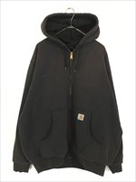 古着 90s Carhartt 裏地 メッシュ ワンポイント パッチ スウェット ジップ パーカー 黒 L 古着 - 古着 通販 ヴィンテージ 古着屋  Dracaena ドラセナ