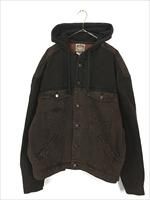 無料発送 EXIT NO 90s 古着 2トーン フーディー デニム ブラウン シャツ/ブラウス(長袖/七分)