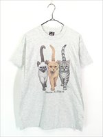 古着 90s USA製 Bob Harrison 猫 ネコちゃん アニマル 両面 Tシャツ 