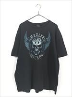 古着 10s HARLEY DAVIDSON ウィング スカル シールド&バー T