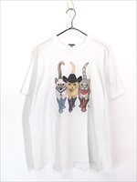 古着 90s USA製 Bob Harrison 猫 ネコちゃん ウエスタン コスチューム 両面 アニマル Tシャツ L 古着 - 古着 通販 ヴィンテージ  古着屋 Dracaena ドラセナ