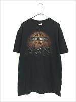 古着 00s HARLEY DAVIDSON シールド&バー バイク Tシャツ L 古着