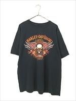 古着 90s HARLEY DAVIDSON ウィング スカル シールド&バー Tシャツ L位 