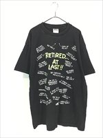 古着 90s 「RETIRED.. AT LAST」 リタイア マルチ ジョーク メッセージ Tシャツ XL - 古着 通販 ヴィンテージ 古着屋  Dracaena ドラセナ