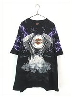 古着 90s USA製 HARLEY DAVIDSON 豪華 V2 & サンダー パターン Tシャツ XXL 古着 - 古着 通販 ヴィンテージ  古着屋 Dracaena ドラセナ