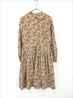 レディース 古着 70s 花 木の実 ボタニカル 総柄 フロントボタン