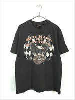 古着 90s USA製 HARLEY DAVIDSON バー&シールド チェッカー フラッグ イーグル グラフィック Tシャツ L 古着 - 古着  通販 ヴィンテージ 古着屋 Dracaena ドラセナ