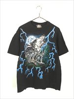 古着 90s USA THUNDER 豪華 ウルフ ブルー サンダー Tシャツ L 古着 - 古着 通販 ヴィンテージ 古着屋 Dracaena  ドラセナ