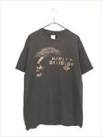【送料無料キャンペーン】 古着 00s L Tシャツ スカル モヒカン DAVIDSON HARLEY USA製 ウェア