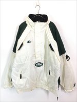 古着 90s STARTER NFL New York Jets ジェッツ 2way ハーフジップ プルオーバー パデット 光沢 ナイロン ジャケット  XL 古着 - 古着 通販 ヴィンテージ 古着屋 Dracaena ドラセナ