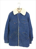 古着 70s USA製 Wrangler 「Wrange Coat」 濃紺 デニム ボア ランチ ジャケット Gジャン S - 古着 通販 ヴィンテージ  古着屋 Dracaena ドラセナ