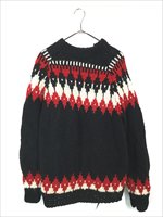 古着 90s ギリシャ製 Greek Knitwear ノルディック 総柄 ローゲージ ウール ニット セーター XL位 - 古着 通販 ヴィンテージ  古着屋 Dracaena ドラセナ