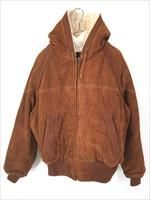 【70-80s vintage】レザーパーカー　ボア　本革　usa製　短丈　古着 70s vintage】ムートンジャケット スエード ボア 本革 短丈 古着