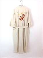 古着 アンティーク ビンテージ 70s 羽織 ガウン ピンクドレス 美品 レディース 古着 70s 花 オリエンタル パッチワーク風 総柄