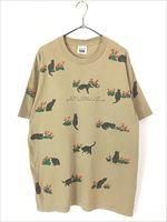 古着 90s USA製 rel e vant products 猫 ネコちゃん フラワー