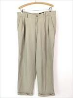 古着 90s Eddie Bauer 100% リネン 2タック スラックス パンツ