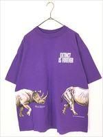 古着 90s USA製 Black Rhino サイ アニマル 巻き プリント T