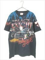 90s CHEVROLET Tシャツ ブラック L サンダープリント シングル 古着 90s USA製 No3 Dale Earnhardt GM 「THE BLACK KNIGHT