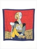 ピカソ 大判 アート スカーフ 正方形 絵画柄 肖像画柄